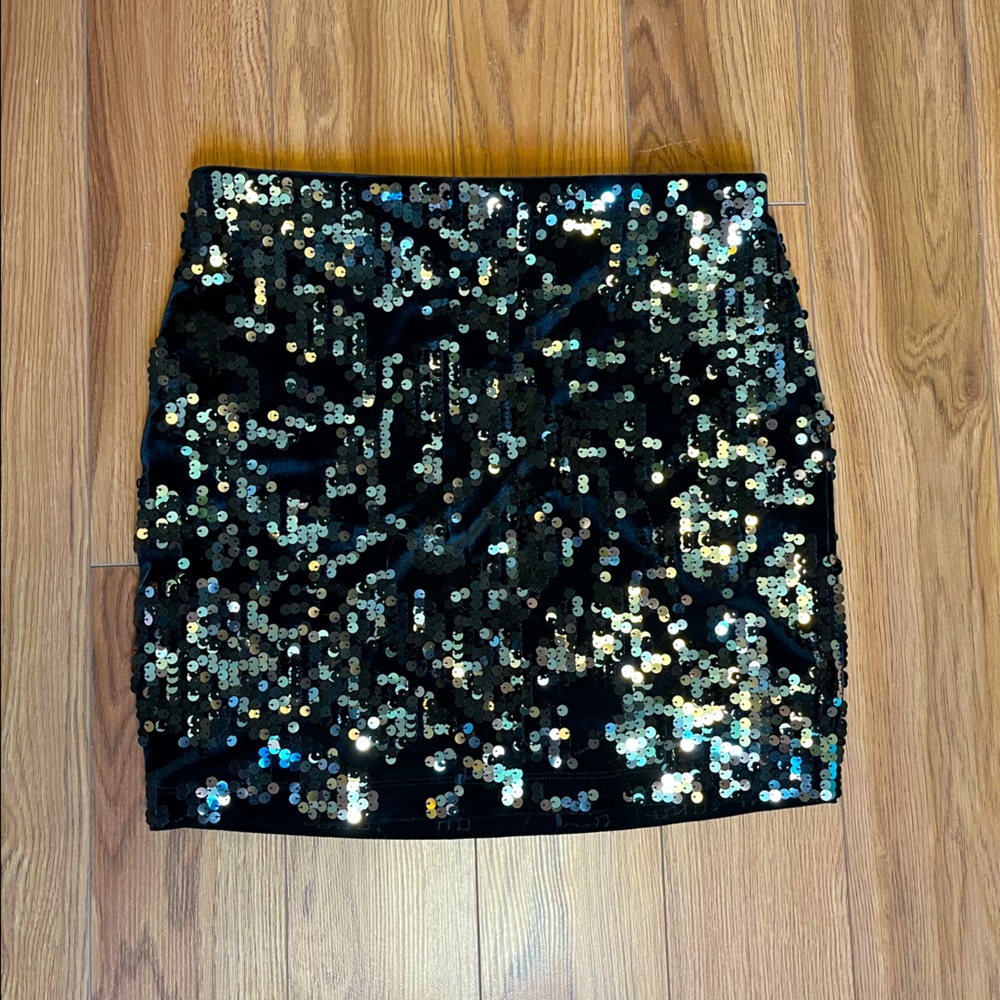Sequin Velour Mini Skirt